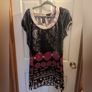 BCBGMAXAZRIA Elegant Black and Pink Floral Women's Shift Dress XL